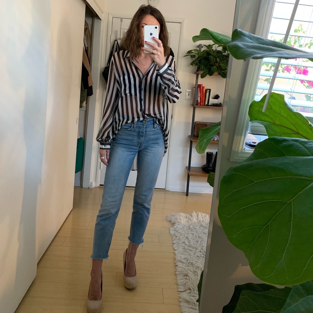 Black and White striped Button Down